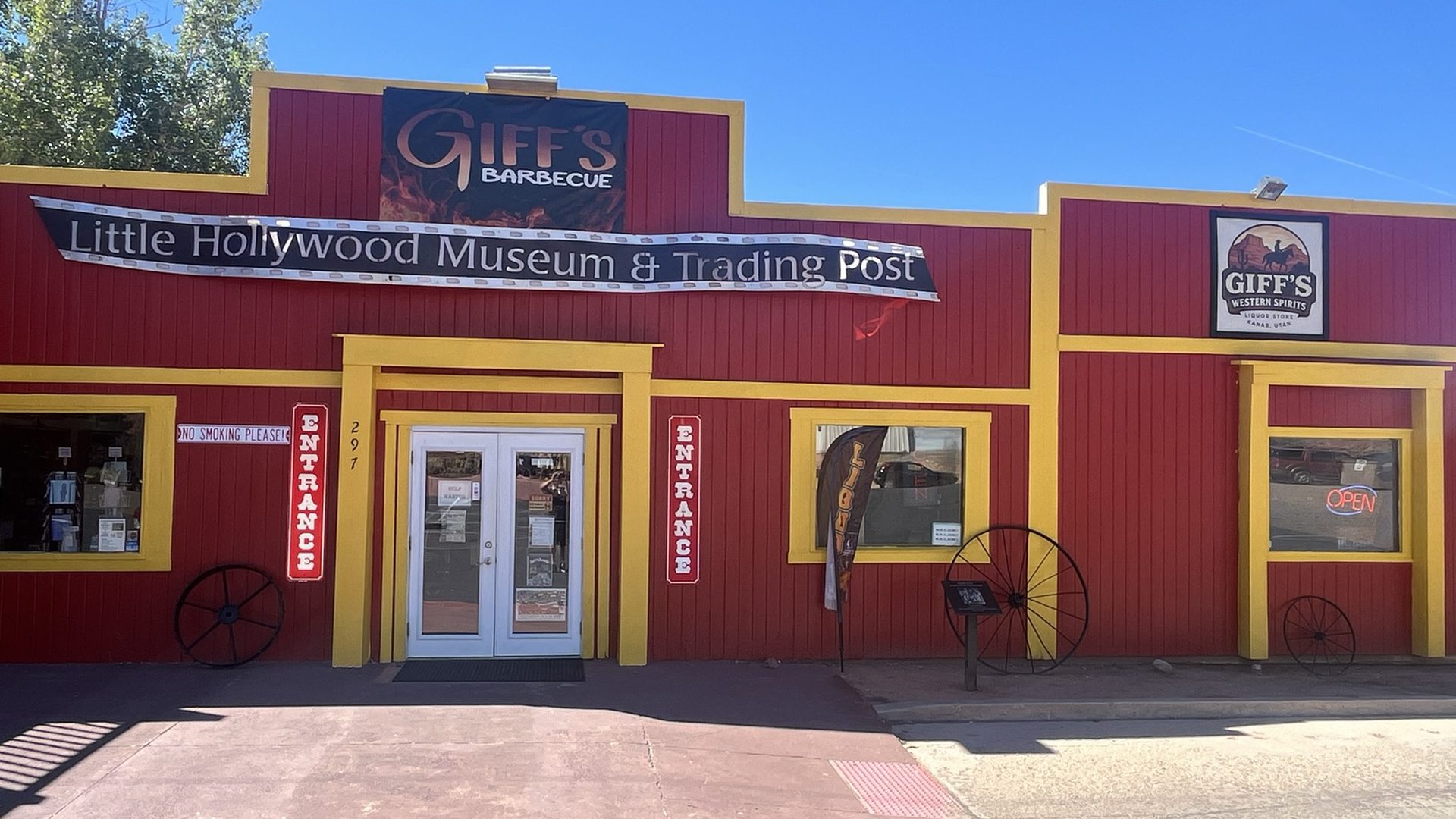 Giff's Barbecue and the Little Hollywood Museum and Trading Post on West Center Street in Kanab, Utah